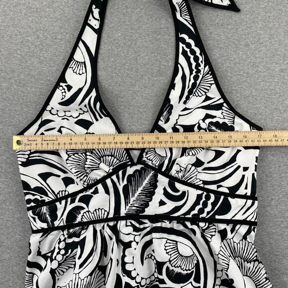 a.n.a Dress Womens 12 Black White Floral Print Halter Neck Fit & Flare Summer - Picture 4 of 15